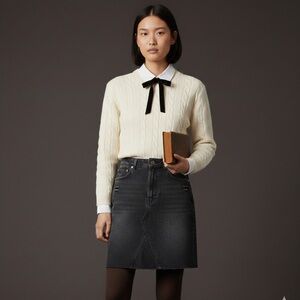 H&M &Denim Black Distressed Mini Skirt Sz 8 | Edgy Grunge Punk Dark Academia